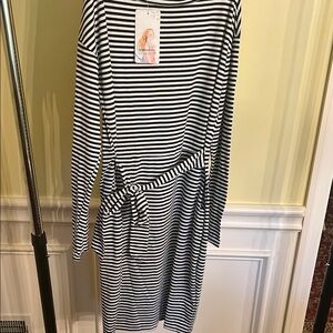 Black and White Long Sleeve Wrap Dress